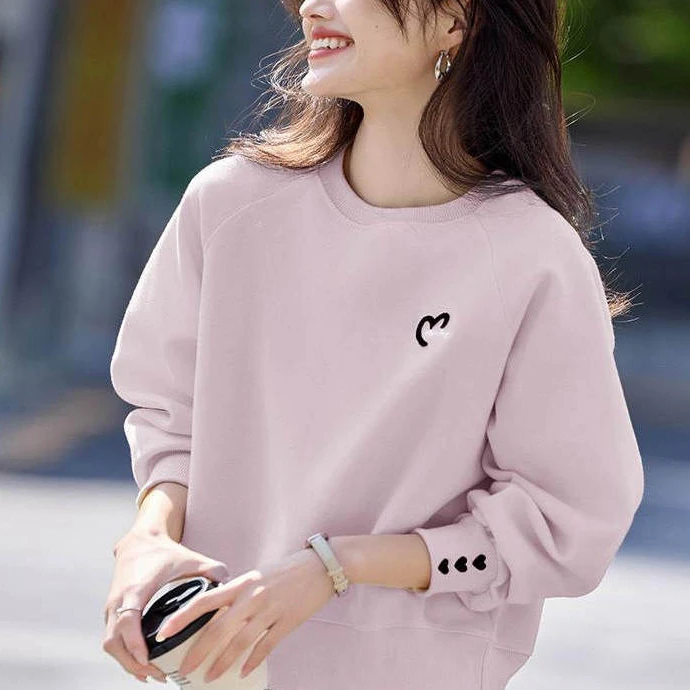 职业阿玛诗官哥家专柜2025秋冬季新款淑女风圆领卫衣女宽松长袖上