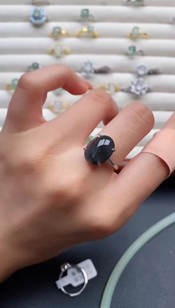 银S925镶嵌戒指翡翠4444444+1