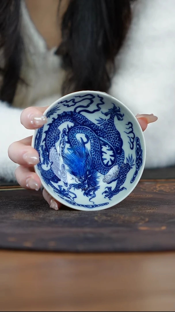 宁封窑内绘龙纹普洱杯