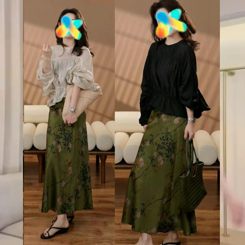 洋气衣服女2025夏季设计感长袖防晒罩衫上衣百搭花朵半身裙套装女