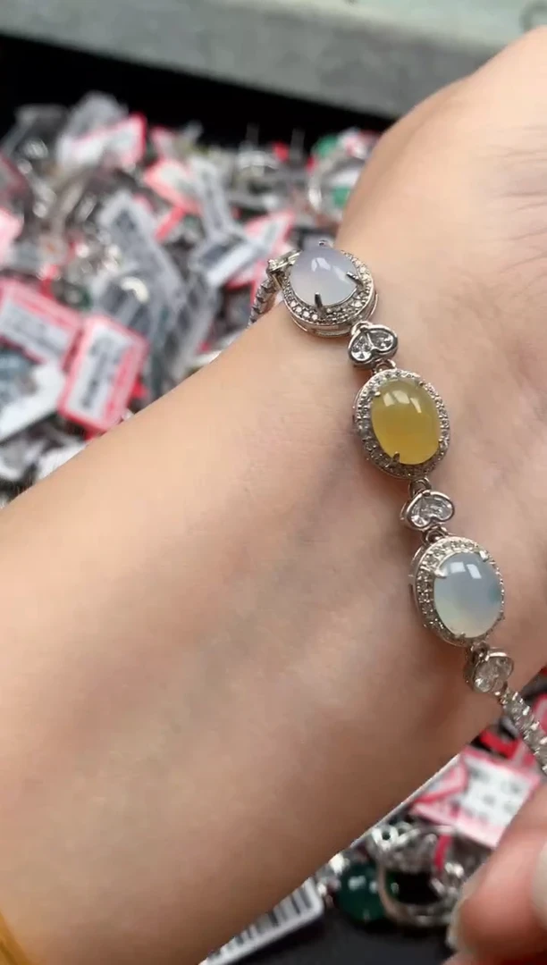 银S925镶嵌戒指翡翠天然A货缅甸翡翠