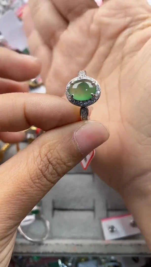 银S925镶嵌戒指翡翠333              6