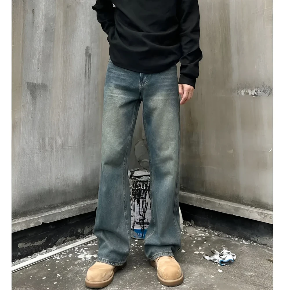 2025秋季新款Cleanfit美式复古牛仔裤做旧直筒宽松男女款情侣裤子