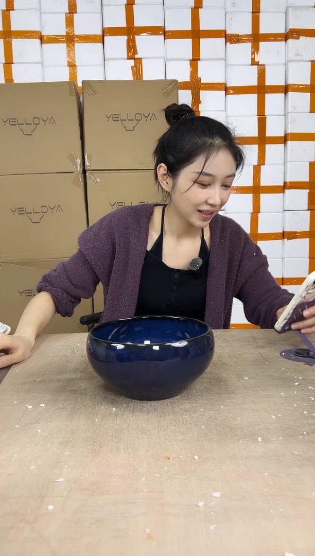 无孔水陪孔雀蓝中号19x10