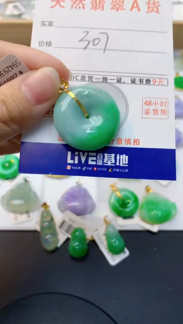 颈饰18K金镶嵌翡翠天然缅甸A货翡翠