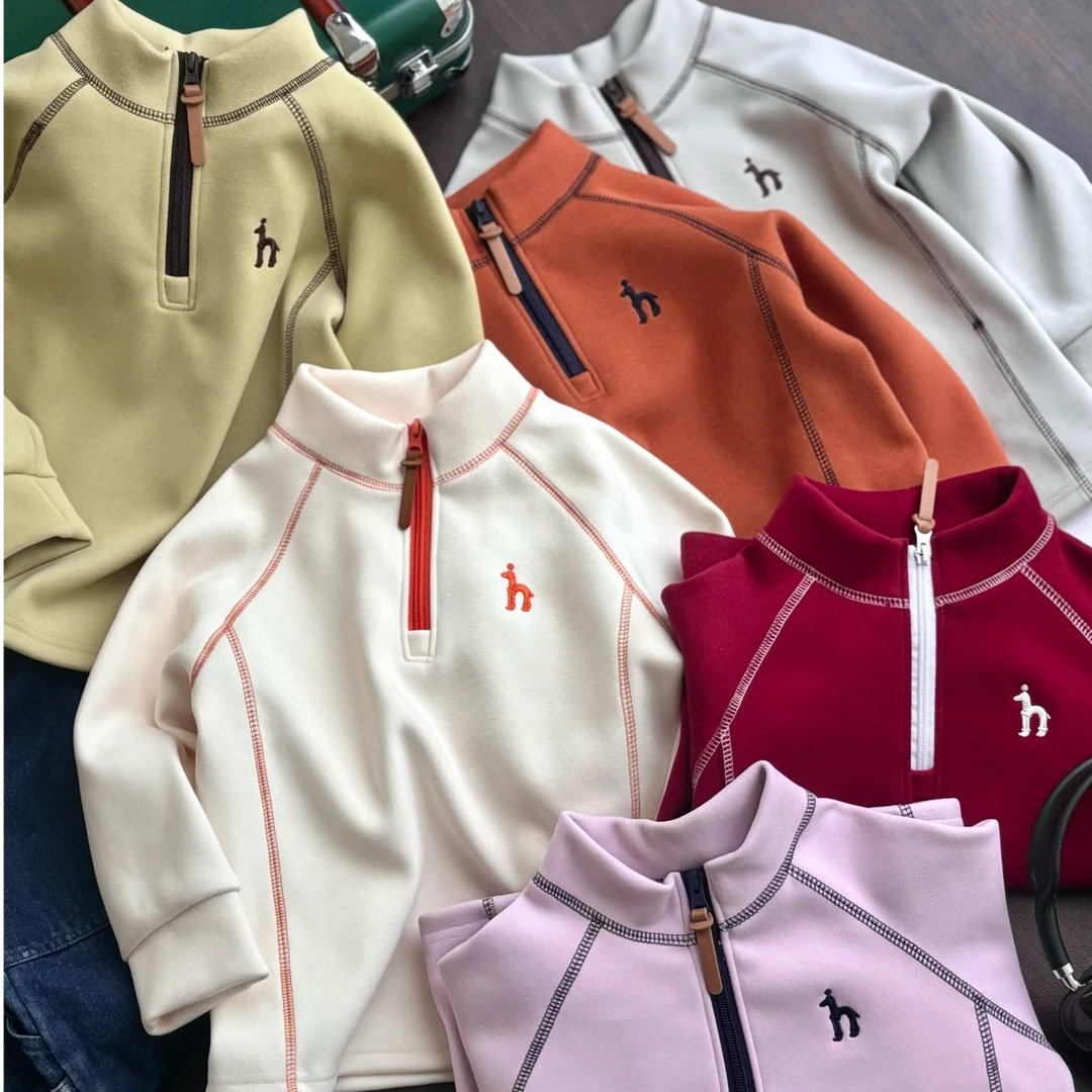 【H】2025春秋新款男童上衣冬装儿童半拉链洋气打底衫加厚防风卫衣