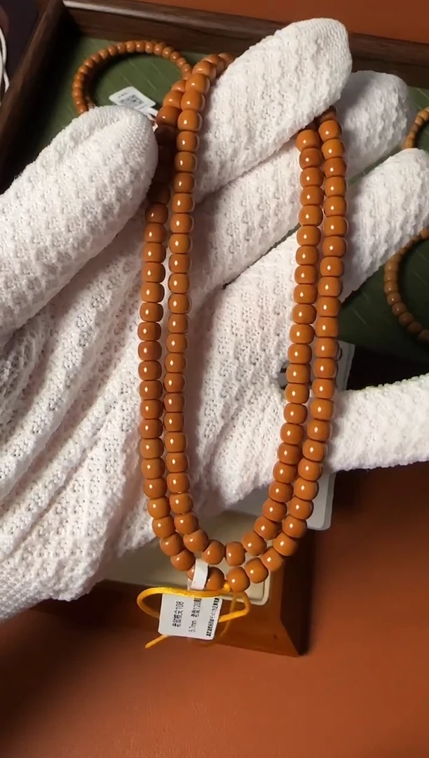 手串橄榄核5.7mm SS级老挝核尖老型108 三花  高油高密 精工归圆