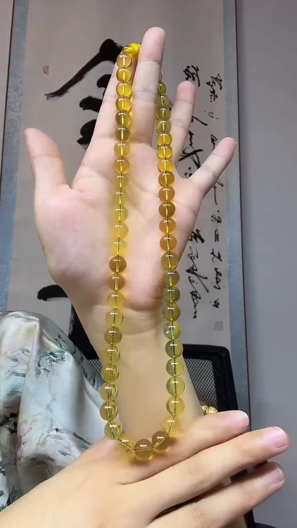 琥珀项链未镶嵌金蓝珀卡9