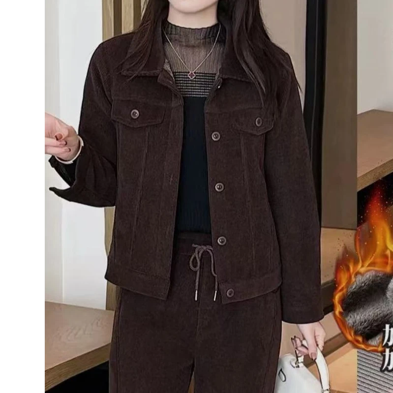 2024秋冬新款加绒休闲外套时尚百搭纯色女士上衣2597衣长55