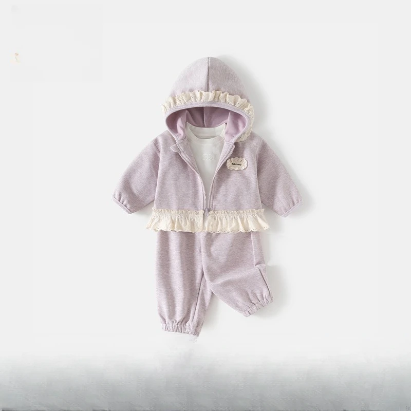 女童套装2025秋装新款洋气儿童连帽上衣裤子宝宝开衫卫衣秋款童装