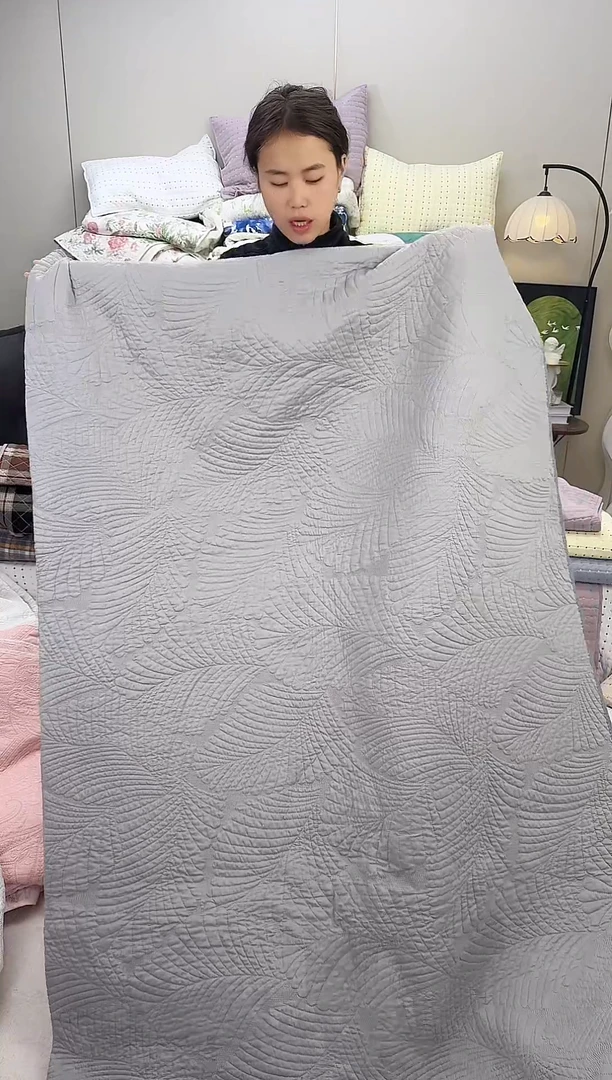 棉纯棉浅灰芭蕉叶220*240