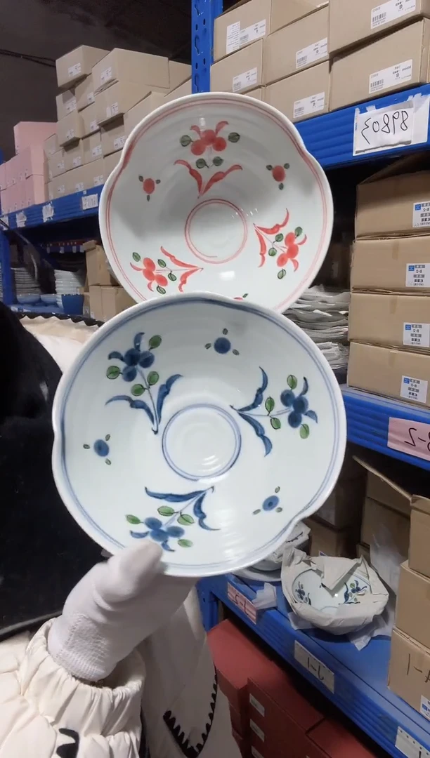 陶瓷【2件套】日本进口一诚陶苑手绘万历大面碗18.3cm