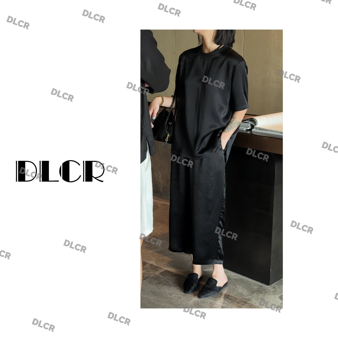 DLCR【大琳】2025夏季福利上新醋酸圆领气质女装套装