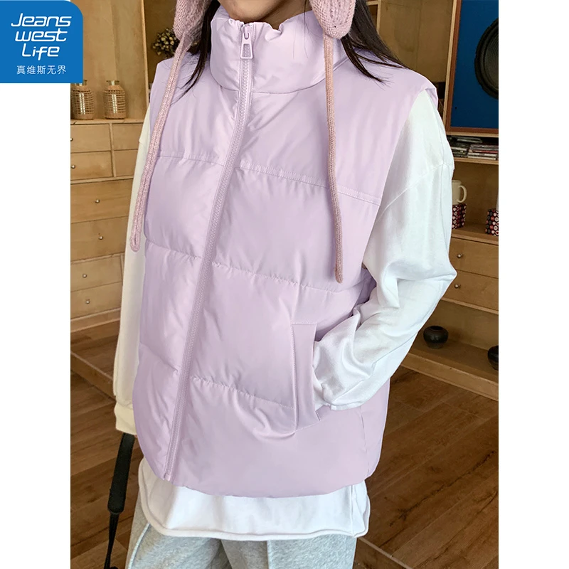 真维斯无界女士棉马甲复古甜飒风秋冬季立领无袖外穿百搭爆款背心