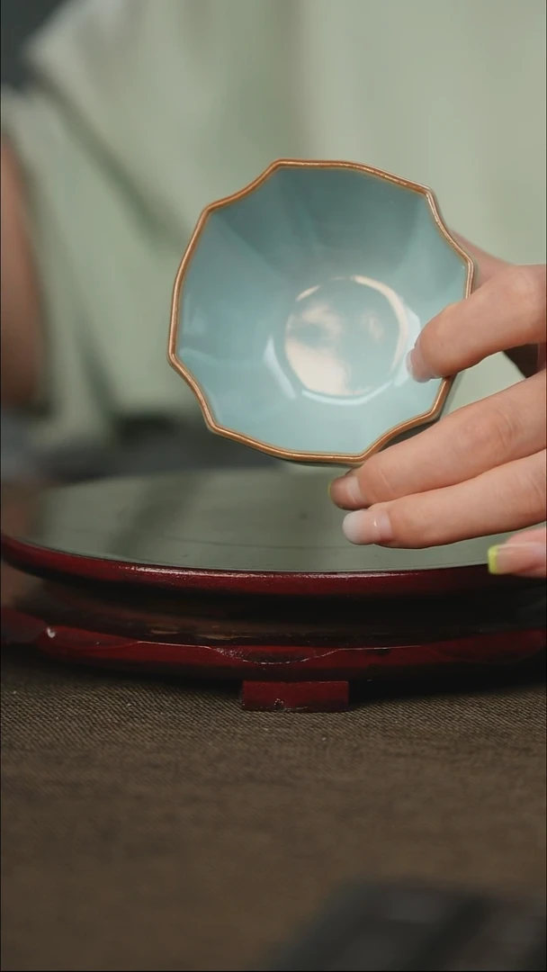 全品 四方葵口杯 带底款