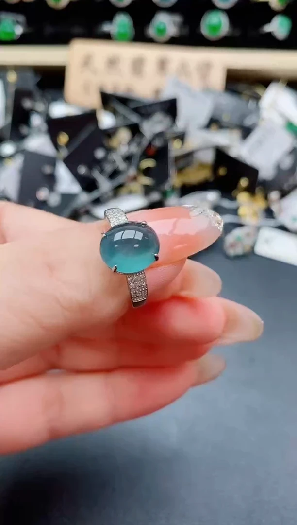 银S925镶嵌戒指翡翠1