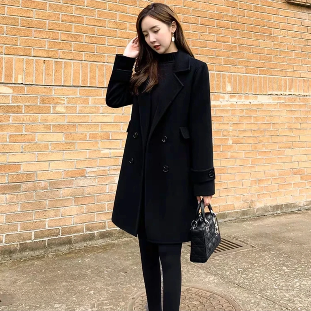 中长款呢子大衣外套2533# 衣长78