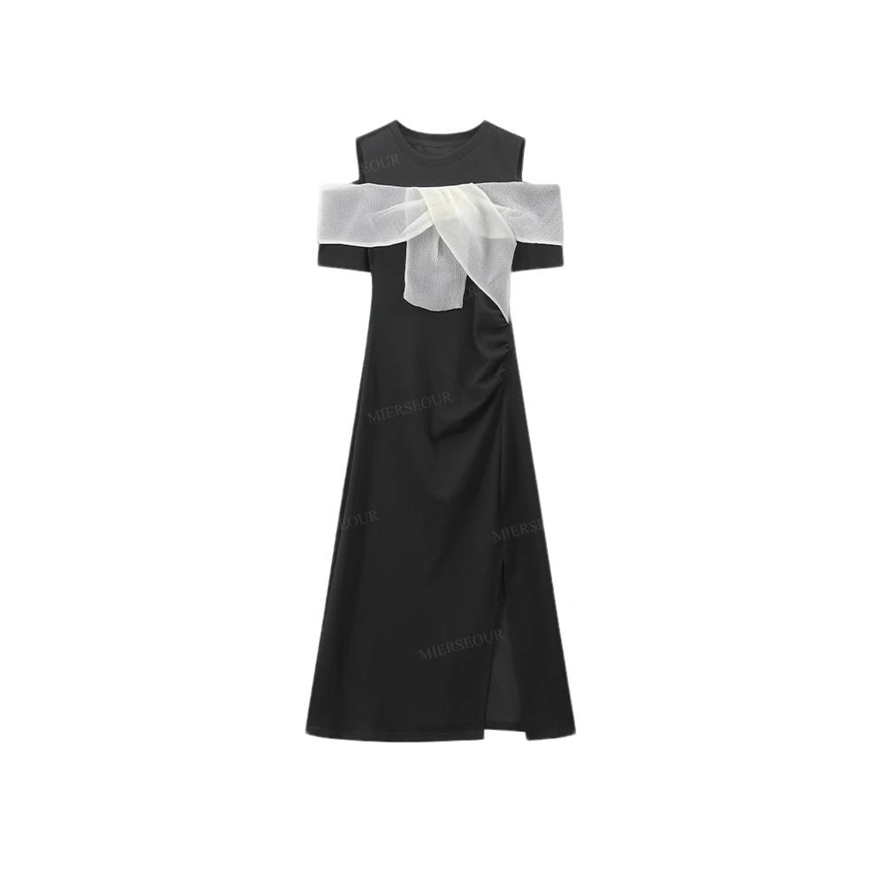 【封后轻奢设计】【缪斯之语】御姐风露肩设计修身连衣裙3015