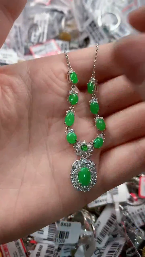 银S925镶嵌戒指翡翠666   2