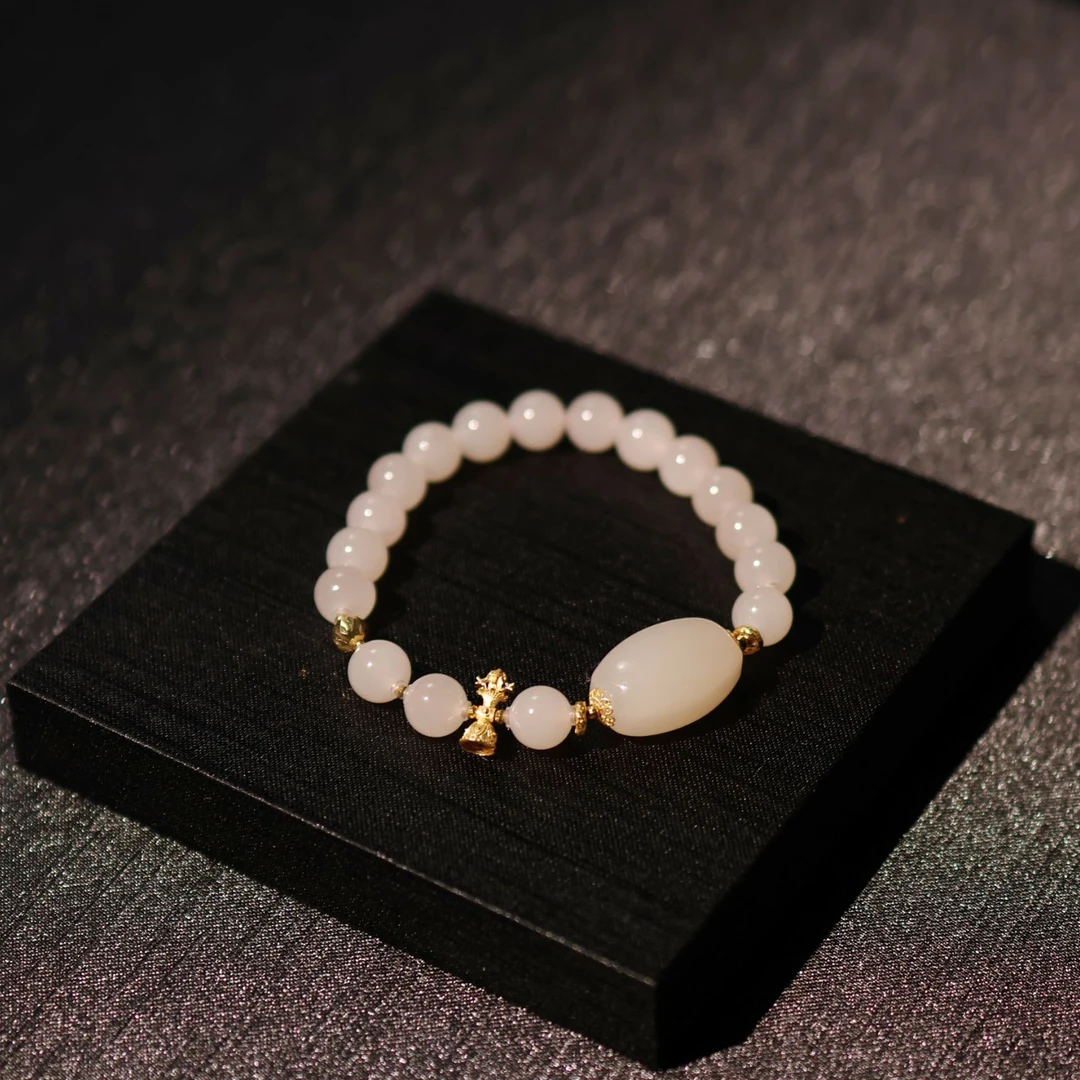 【粉露】和田玉*手链*18k金镶嵌