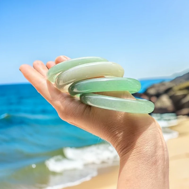 天然玉石东陵玉绿色高冰透精美玉手镯女款浅绿菠菜绿-多样性发一