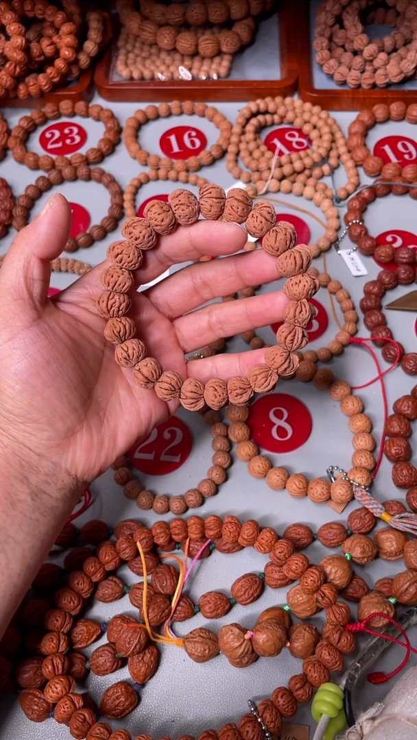 桃核手串原色红皮蟠桃14mm