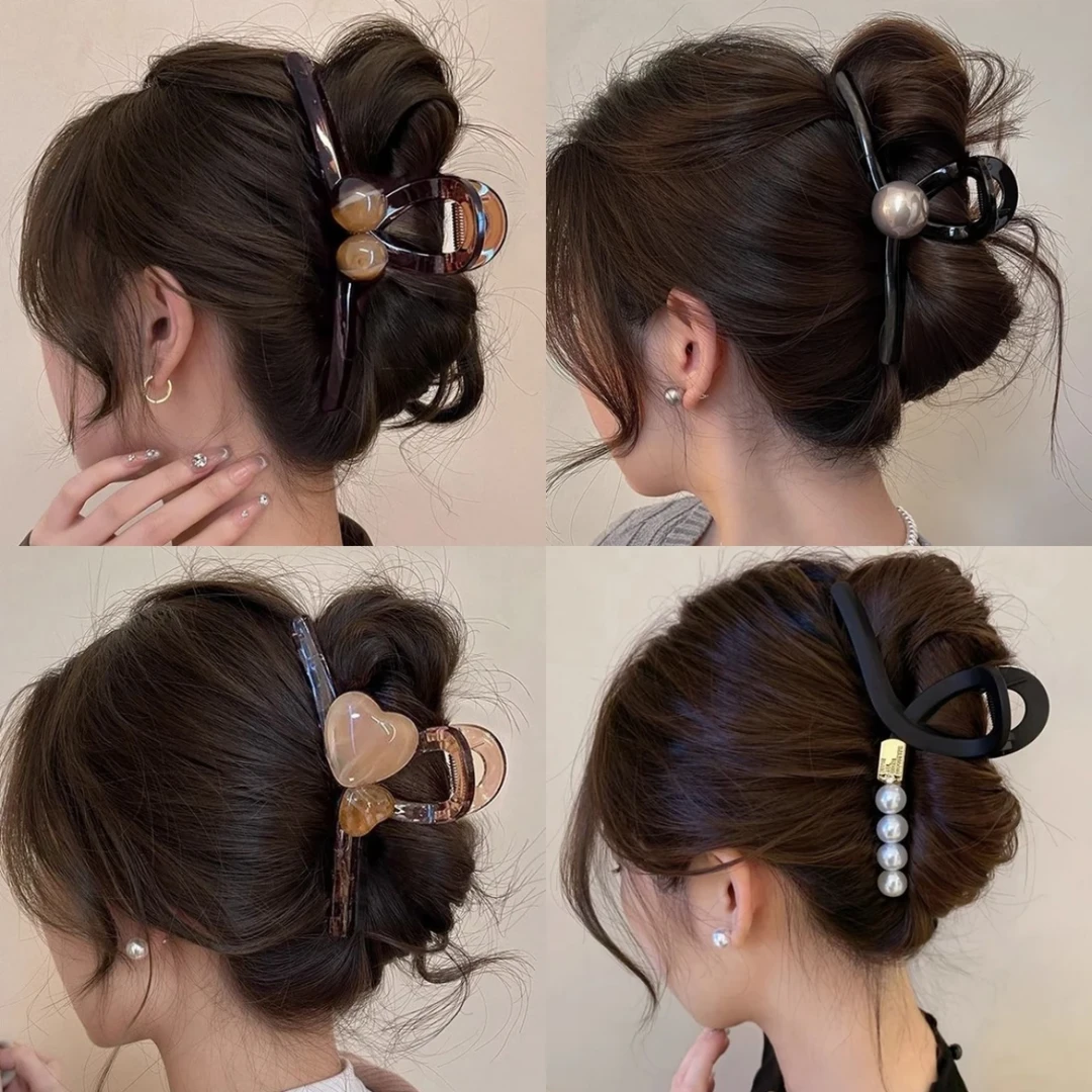 【13cm大号珠珠】夏季盘头发大号抓夹发带鲨鱼夹后脑勺超大夹子