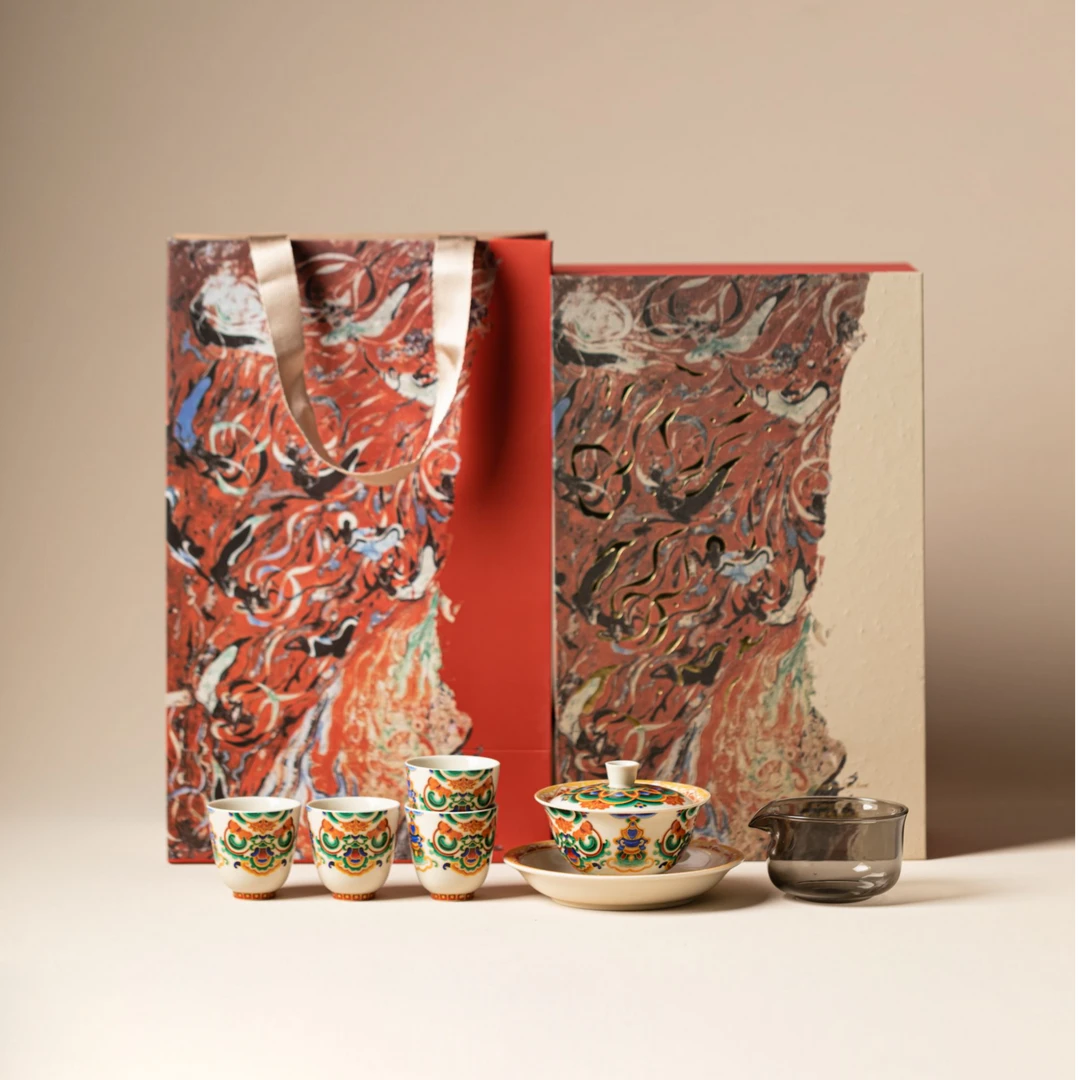 令尹敦煌乐舞三才盖碗套装陶瓷家用泡茶碗茶杯高档功夫茶具主泡器