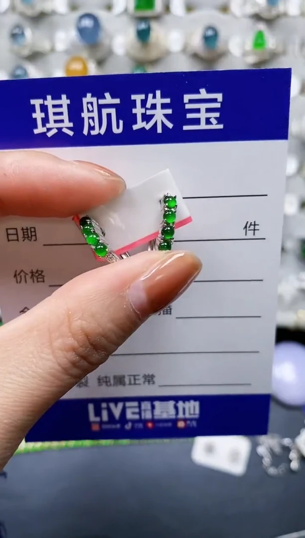 【闪购商品】翡翠耳饰银S925镶嵌0769