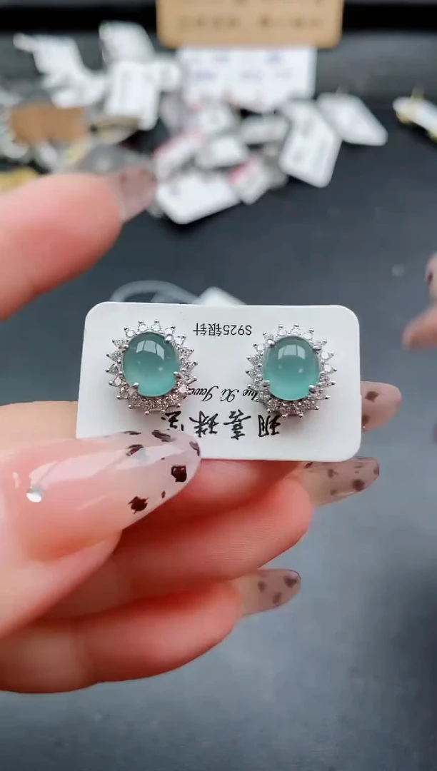 银S925镶嵌戒指翡翠1
