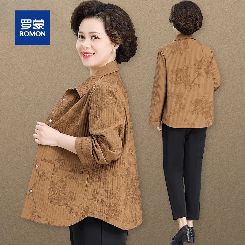 罗蒙50多岁洋气妈妈秋装外套女时尚薄款中老年女装春秋上衣服新款