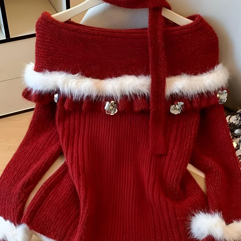 （W71-W140）秋冬毛针织衫开衫甜美加厚上衣圆领