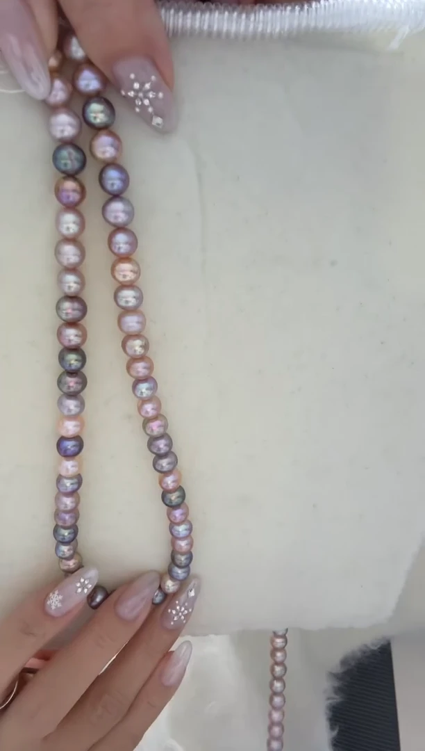 颈饰银S925镶嵌淡水珍珠糖果 无核 7.3-8.3