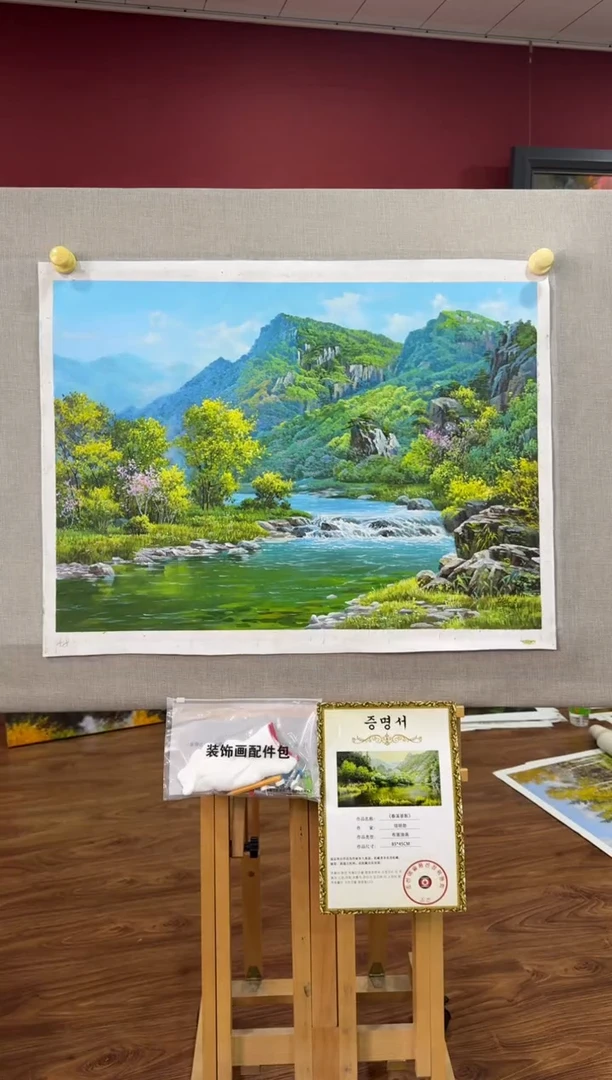 油画【原创·保真·带证书】朝鲜画家纯手绘油画作品--顺丰包邮--