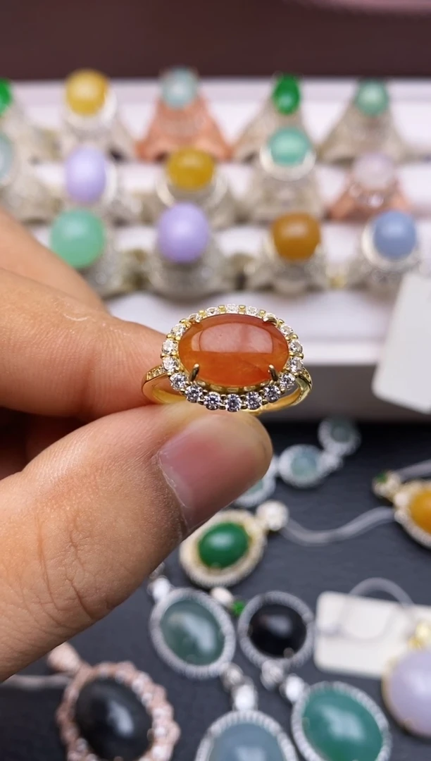 翡翠戒指银S925镶嵌/0010