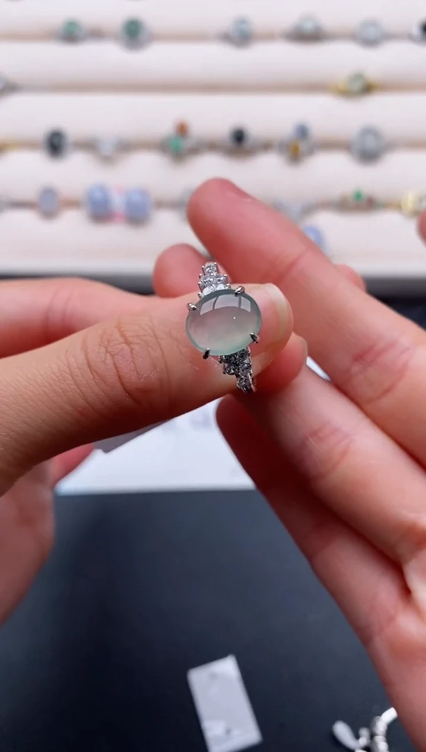 银S925镶嵌戒指翡翠3333333+8