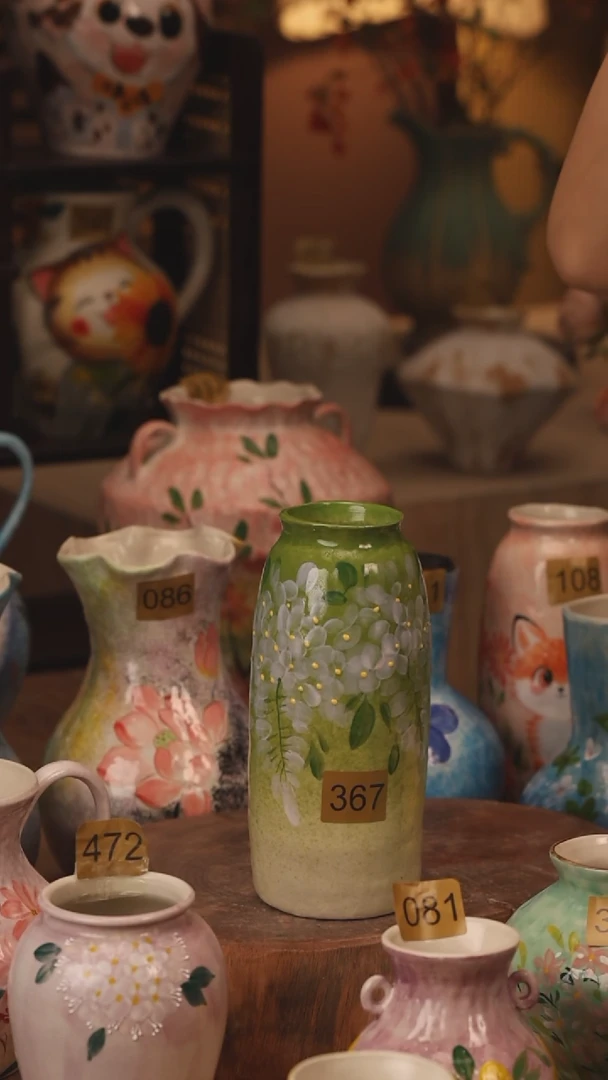 陶瓷367景德镇设计师手作花器摆件侘寂风