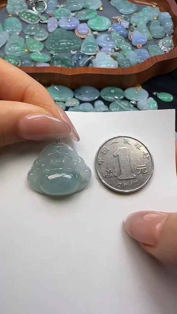 翡翠18K金镶嵌吊坠(不含链)佛公