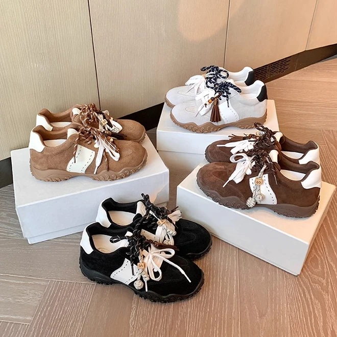 真皮厚底德训鞋女款2025秋季新款小个子内增高休闲百搭运动阿甘鞋