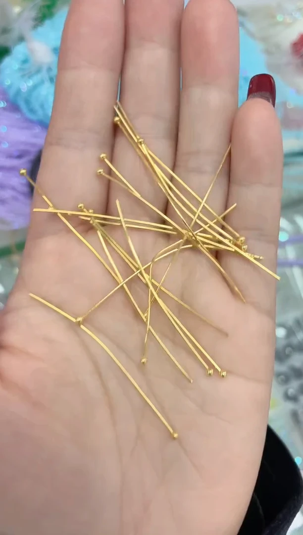 玻璃1107金色3公分球针100个