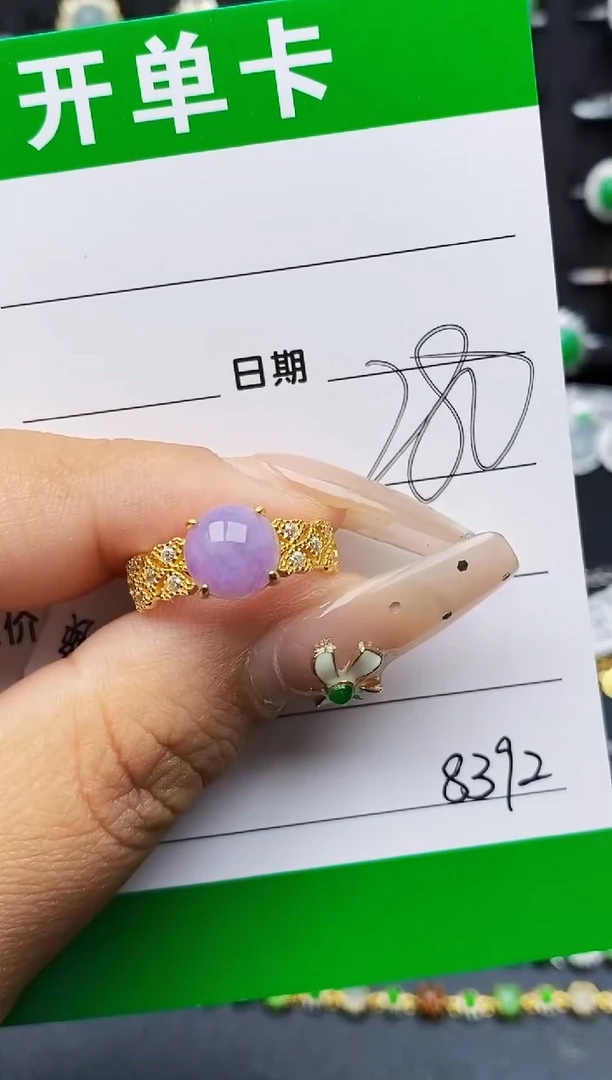 翡翠戒指银S925镶嵌8392