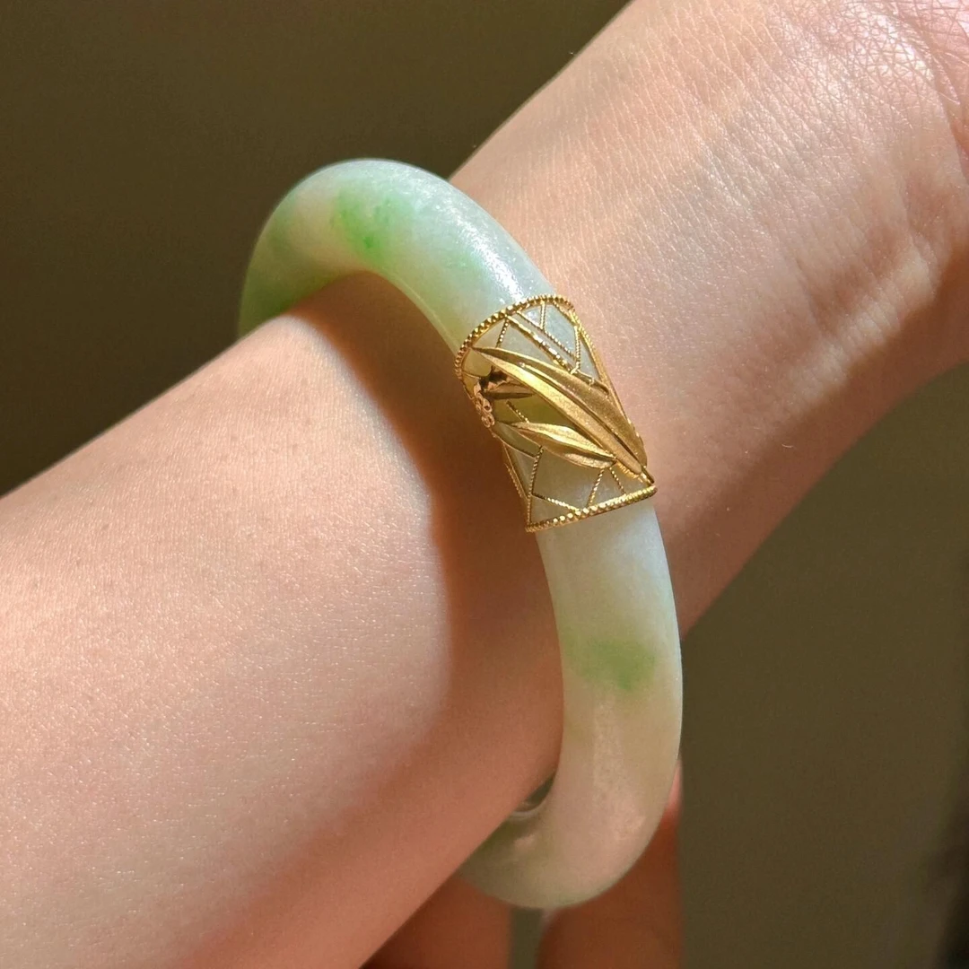 diy配件首饰卡扣宫廷高级镀18k色竹叶花丝手镯修复遮瑕手镯百搭款