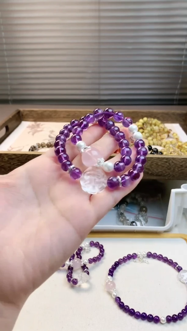 【闪购商品】水晶珠宝半成品未镶嵌乌拉圭紫双圈