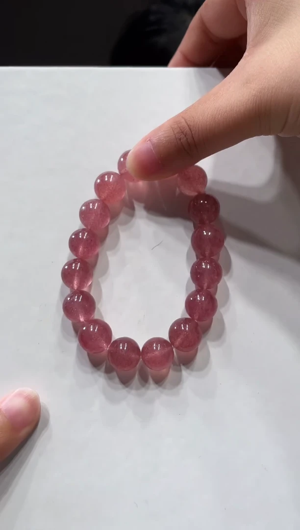 未镶嵌手链石英质玉A029 草莓晶 12+