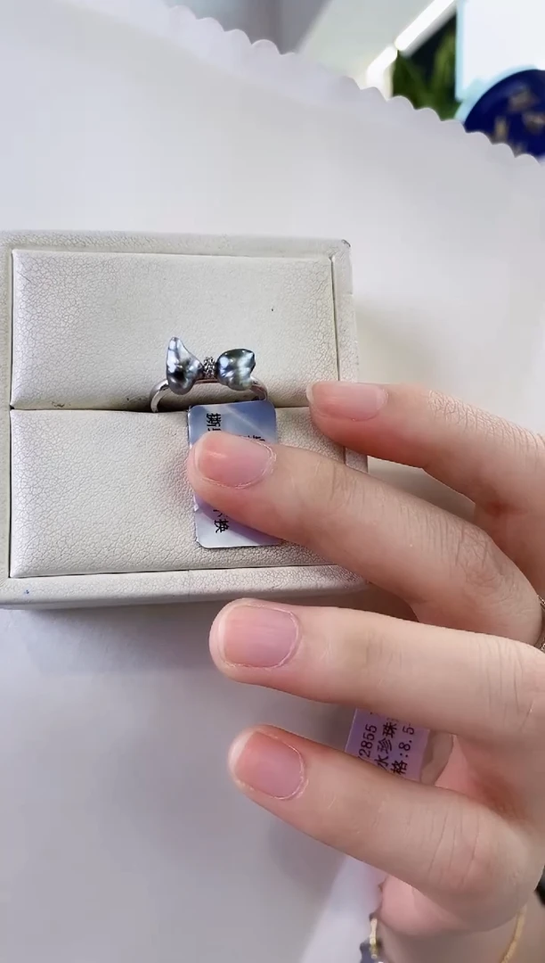 海水珍珠戒指银S925镶嵌keshi海水珍珠戒指