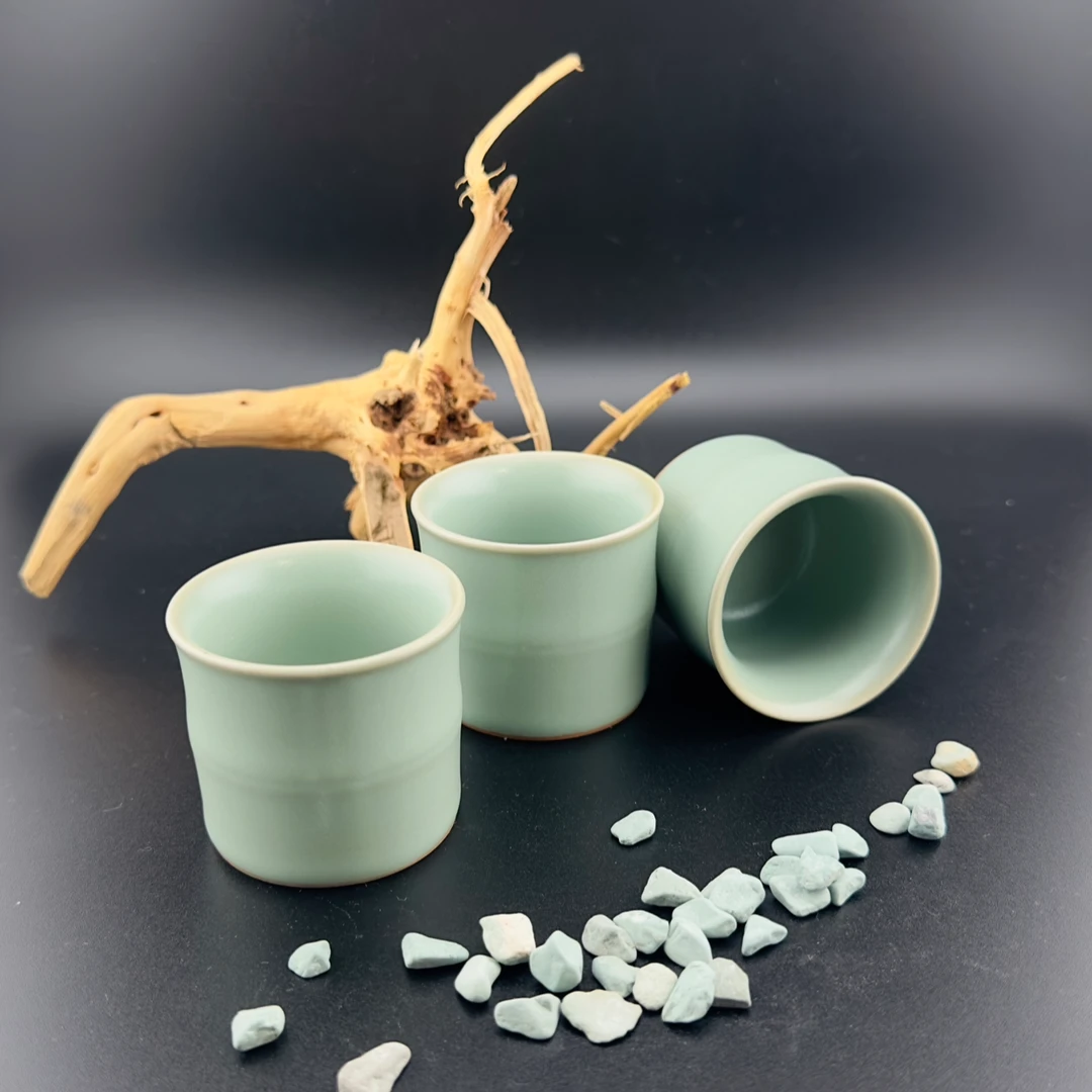 ⛰️白老师同款 冬青汝瓷竹节杯手工陶瓷中式主人杯