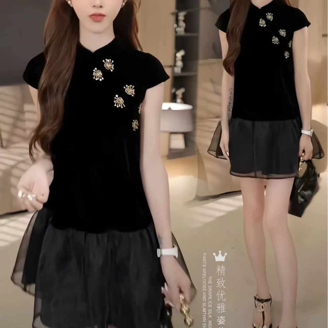 (云中锦书)新国潮财阀千金！丝绒透气亲肤显瘦国风旗袍裙