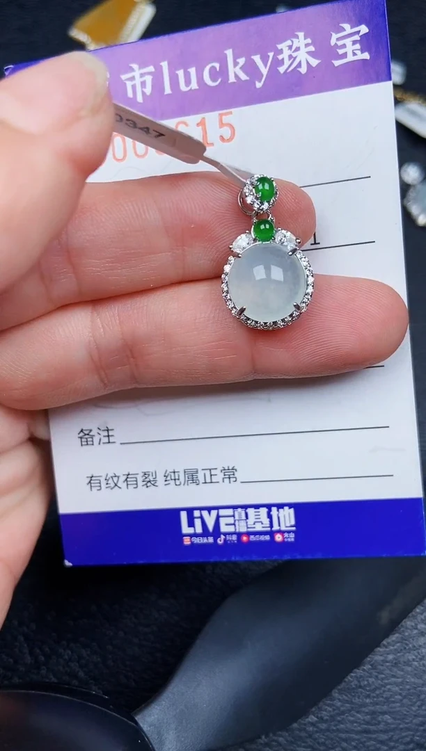 翡翠银S925镶嵌颈饰5615