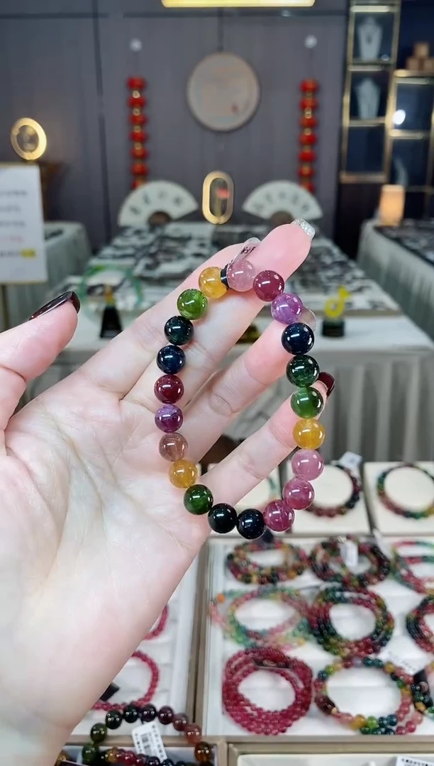 未镶嵌老矿碧玺单圈手串9mm+碧玺dan多样性发货一条