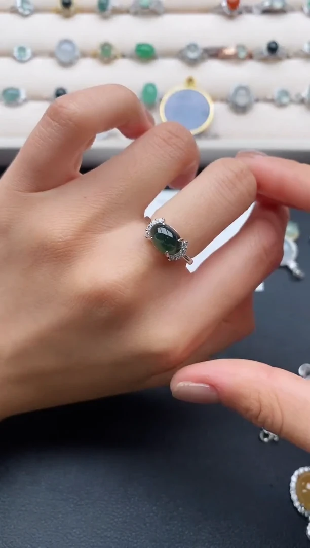 银S925镶嵌戒指翡翠444444444+3